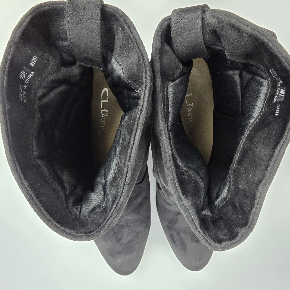 CL BY LAUNDRY Slouchy Block Heel Kalie Bootie Black Microsuede Womens Size 10 - Picture 12 of 12